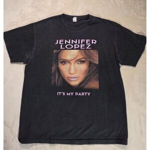 Jennifer Lopez It's My Party‎ 2019 Tour T-Shirt Black Graphic Tee Women's Large